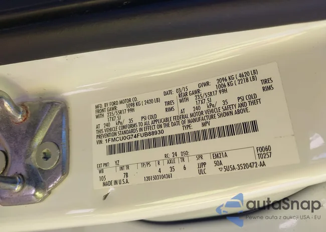 1FMCU0G74FUB88930: 44012986