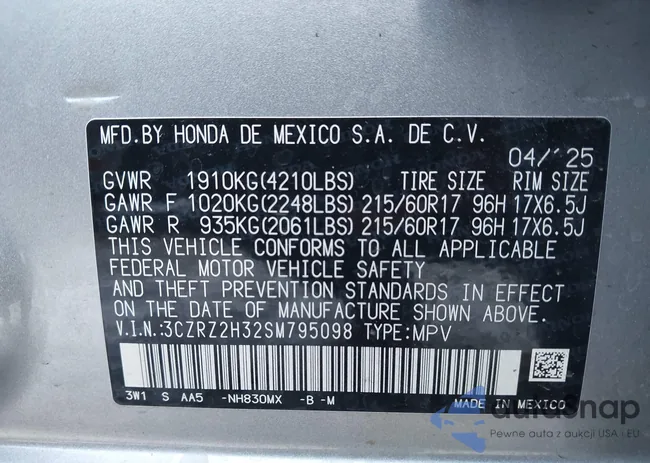 3CZRZ2H32SM795098: 44013016