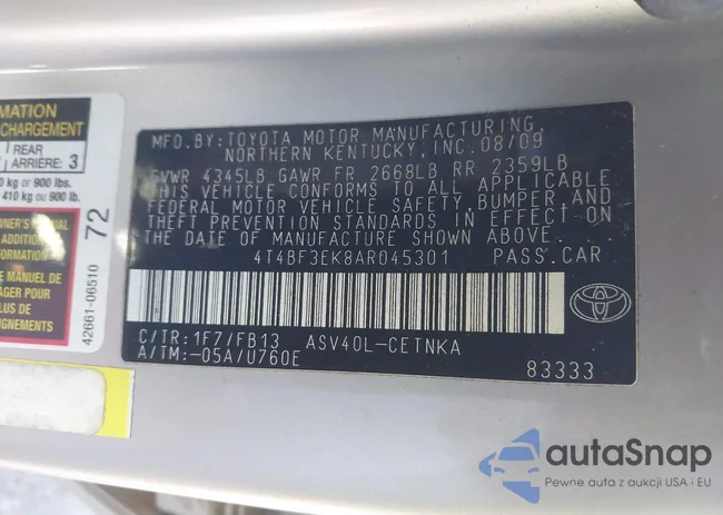 4T4BF3EK8AR045301: 44013165