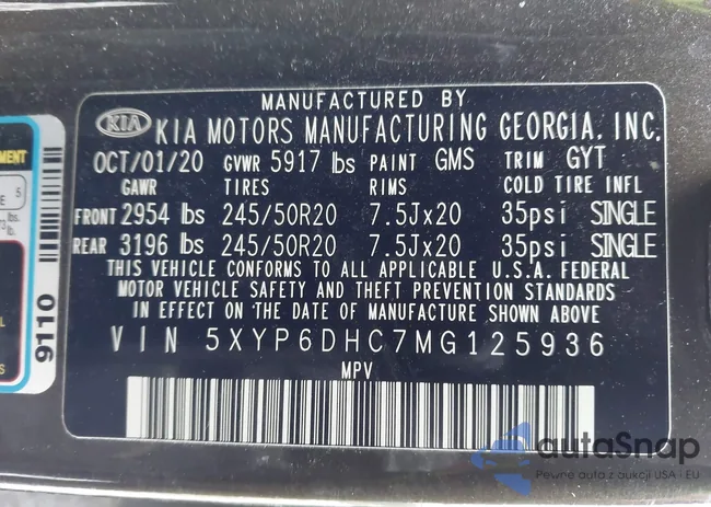 5XYP6DHC7MG125936: 44012245