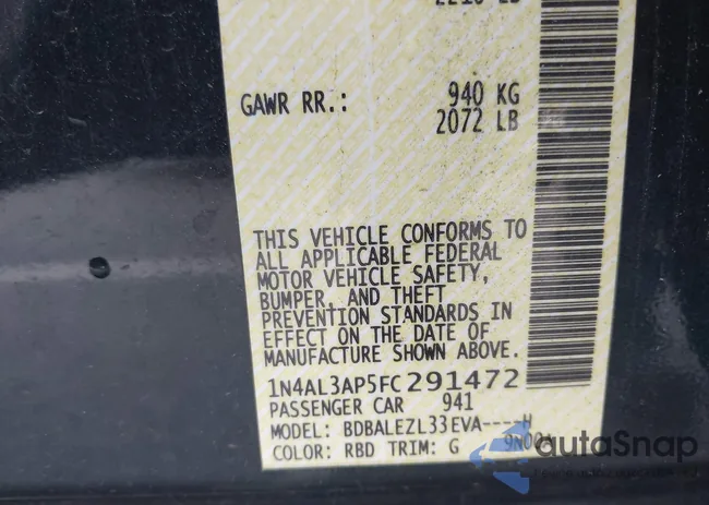 1N4AL3AP5FC291472: 44012347