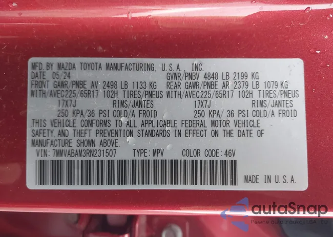 7MMVABAM3RN231507: 44012599