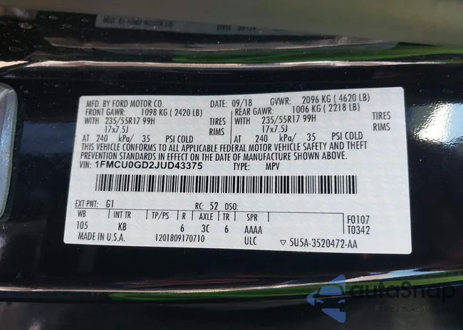 1FMCU0GD2JUD43375: 44012639