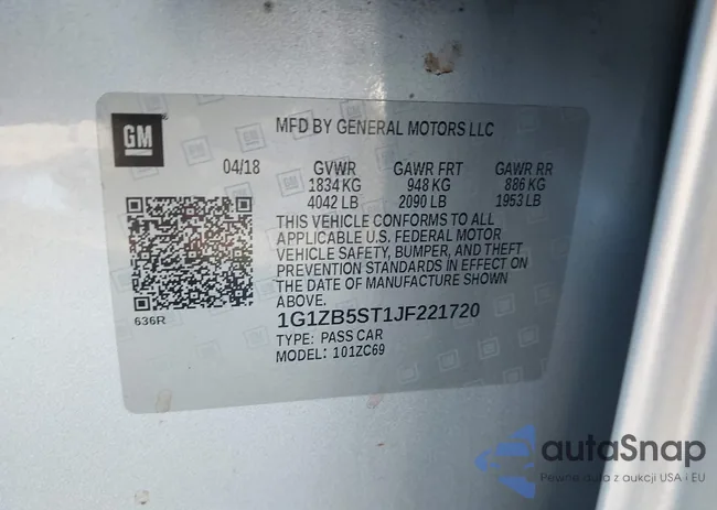 1G1ZB5ST1JF221720: 44013651