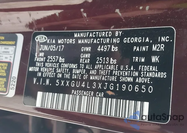 5XXGU4L3XJG190650: 44013689