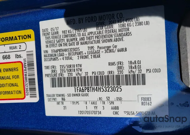 1FA6P8TH4H5323025: 44013750