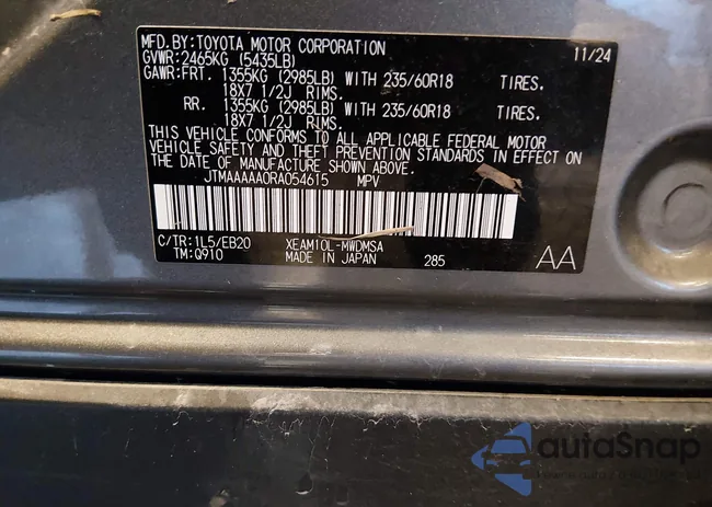 JTMAAAAA0RA054615: 44013774