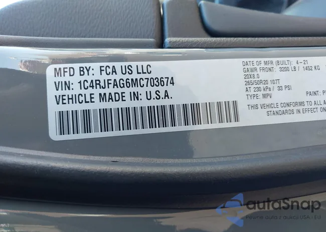 1C4RJFAG6MC703674: 44013800