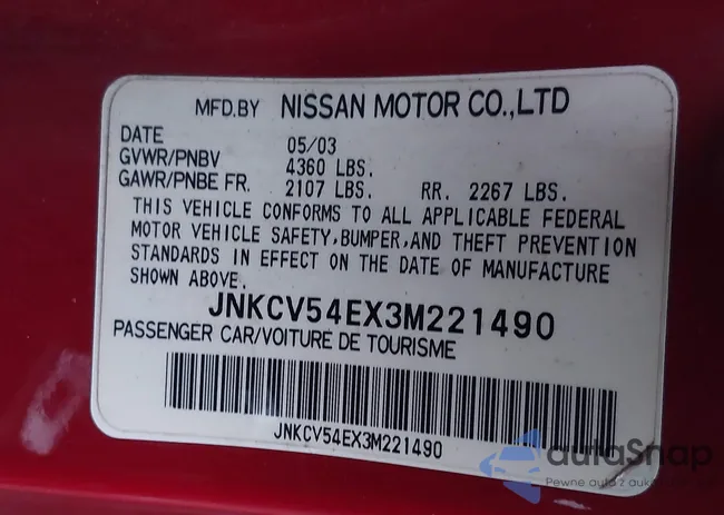 JNKCV54EX3M221490: 44013929