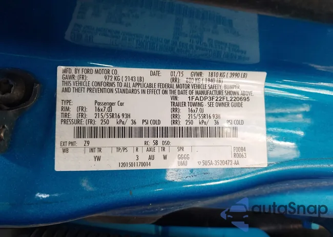 1FADP3F22FL220695: 44014149