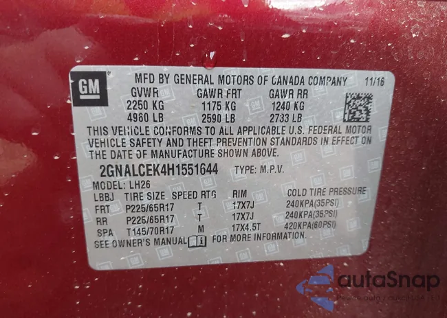 2GNALCEK4H1551644: 44014223