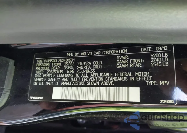 YV4952DL7D2401531: 44013360