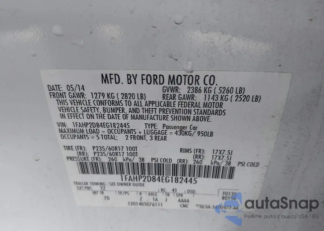 1FAHP2D84EG182445: 44013379