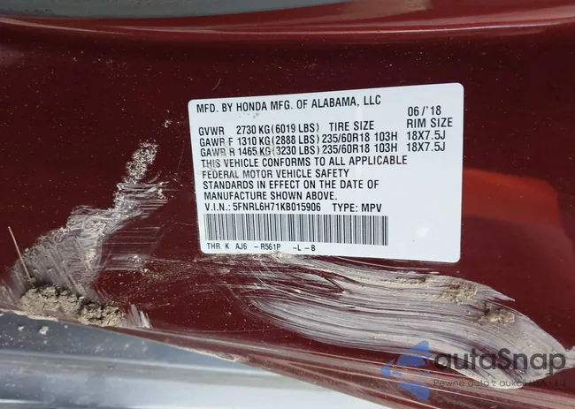 5FNRL6H71KB015906: 44013381