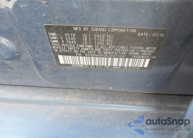 4S3BNAB62K3041166: 44013467