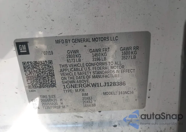 1GNERGKW1LJ128386: 44013482