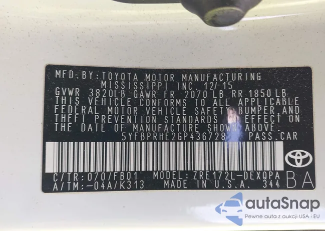 5YFBPRHE2GP436728: 44013533