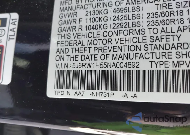 5J6RW1H55NA004892: 44013600