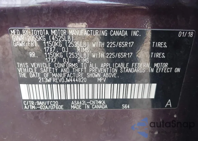 2T3WFREV0JW444820: 44014747