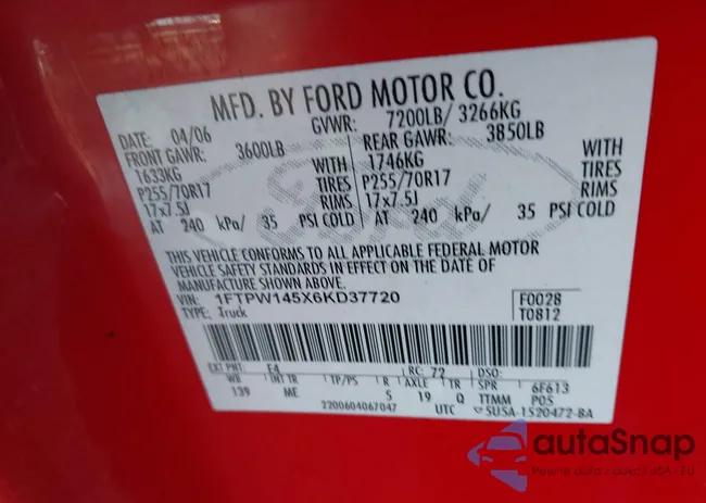 1FTPW145X6KD37720: 44014910