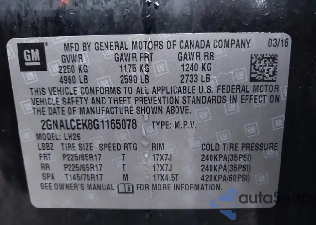 2GNALCEK8G1165078: 44014964