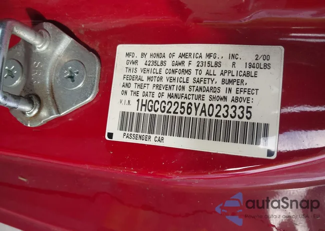 1HGCG2256YA023335: 44014997