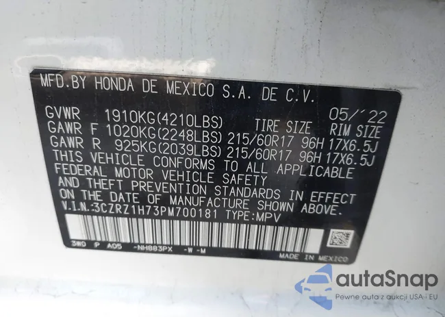 3CZRZ1H73PM700181: 44015036