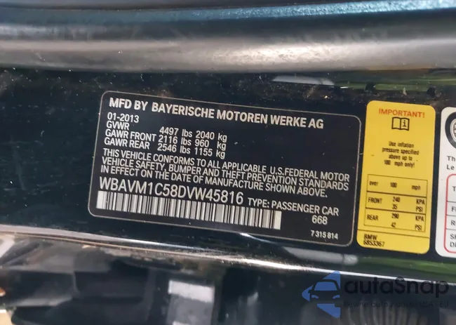 WBAVM1C58DVW45816: 44015052