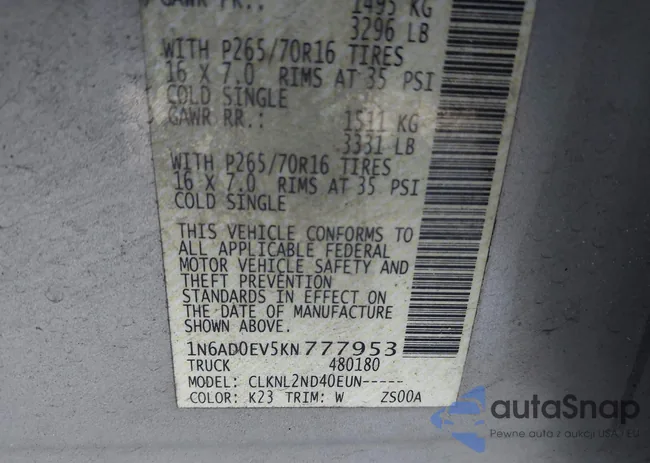 1N6AD0EV5KN777953: 44015099