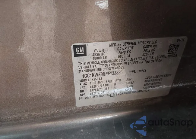 1GC1KWE8XFF133886: 44015163