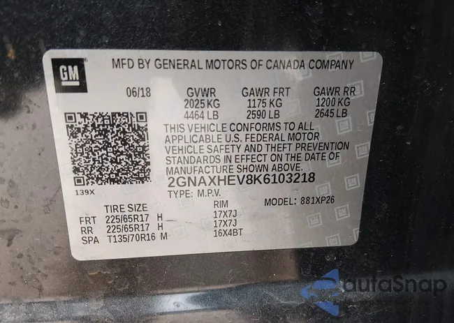 2GNAXHEV8K6103218: 44015224