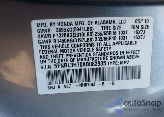 5FNRL3H70AB083935: 44014613