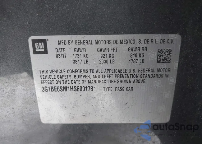 3G1BE6SM1HS600178: 44014638