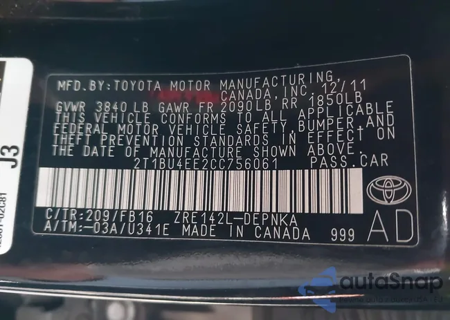 2T1BU4EE2CC756061: 44015768