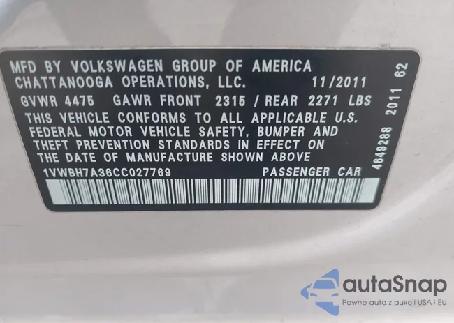 1VWBH7A36CC027769: 44015790