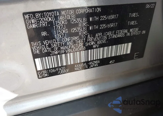 JTMP1RFV8NJ040458: 44015842