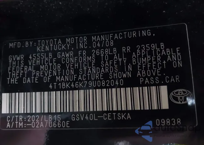 4T1BK46K79U082040: 44015878