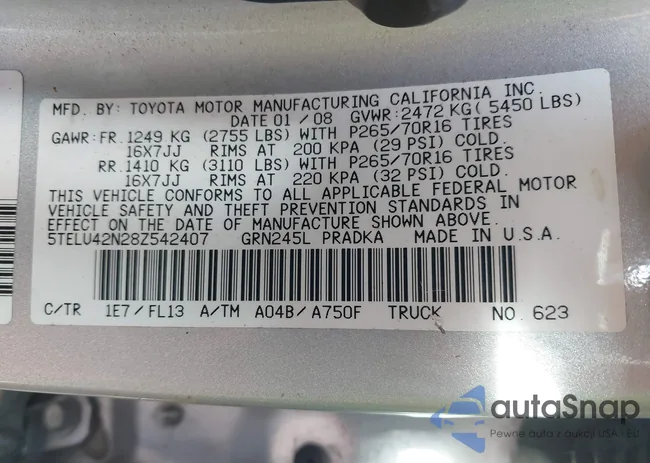 5TELU42N28Z542407: 44016045