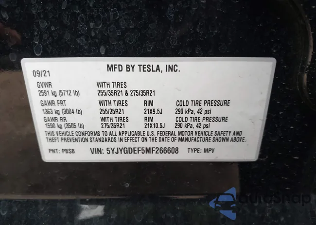 5YJYGDEF5MF266608: 44016131