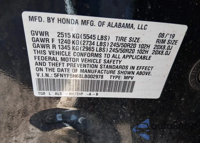 5FNYF5H68LB002978: 44015374