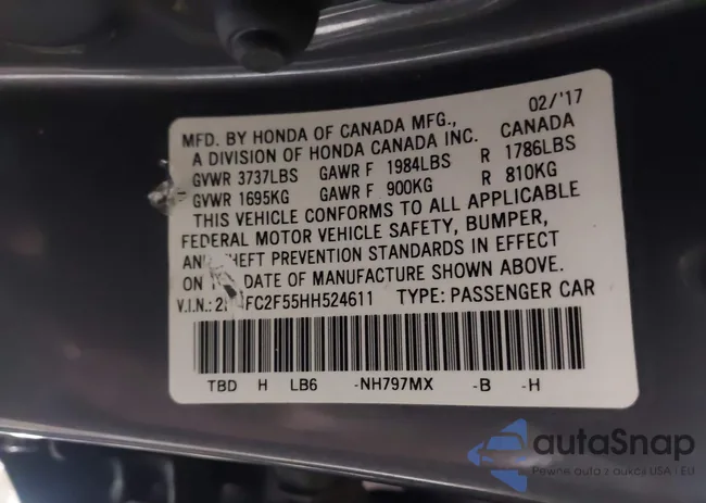 2HGFC2F55HH524611: 44015510