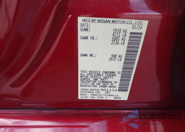 1N4AL3AP1EC901124: 44016661