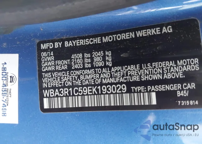 WBA3R1C59EK193029: 44016734