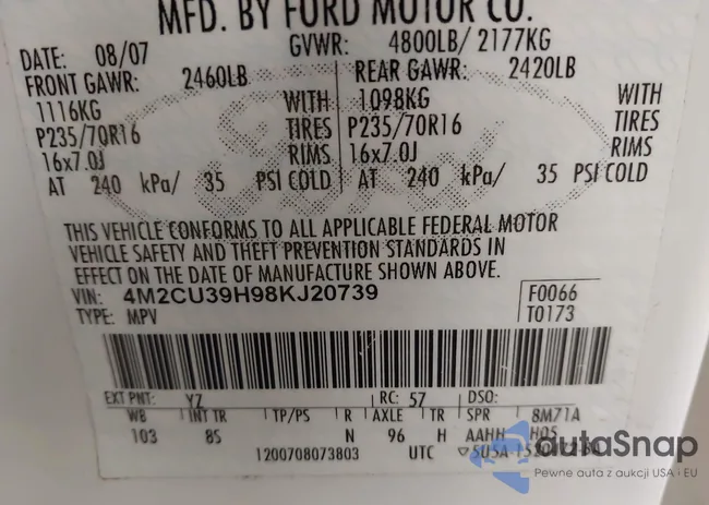 4M2CU39H98KJ20739: 44016744