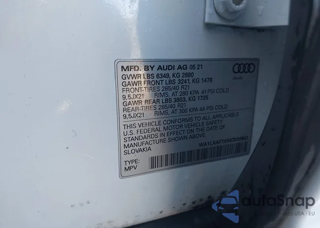 WA1LXAF7XMD039643: 44016948