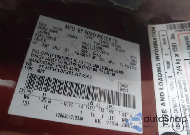 1FMFK18528LA73595: 44016984