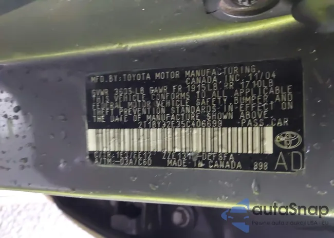 2T1BY32E35C406699: 44016424