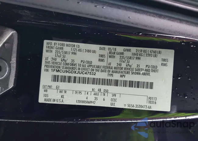 1FMCU9GDXJUC47532: 44016623