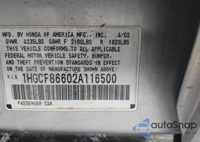 1HGCF86602A116500: 44017731