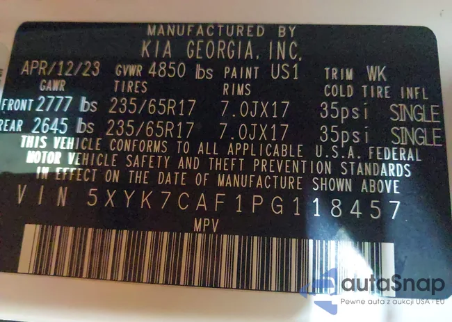 5XYK7CAF1PG118457: 44017863